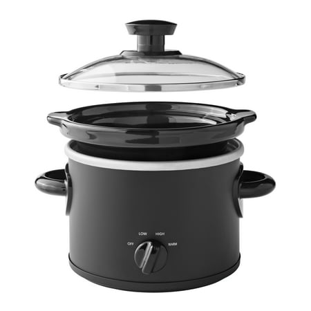 Mainstays 2 QT Slow Cooker, Matte Black Finish, Removeable Stoneware Pot, Model MS54100112165BOther,