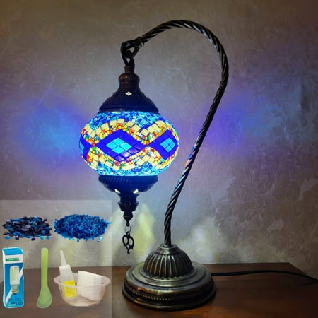 MEHOOM DIY Mosaic Gooseneck Lamp Kit,Turkish Crafts Kit for Adult,Moroccan Decor,Mothers Day Gift