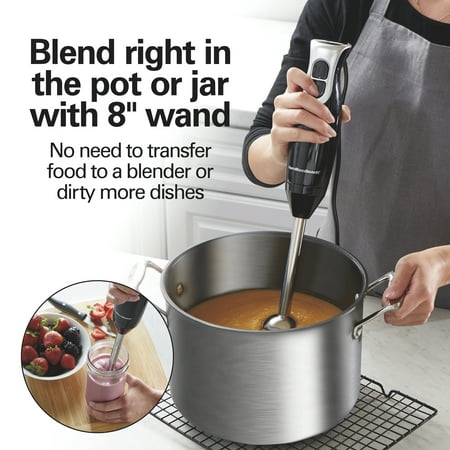 Hamilton Beach 2 Speed Stainless Steel Immersion Blender with Blending Wand and Whisk, 59742FBlack,