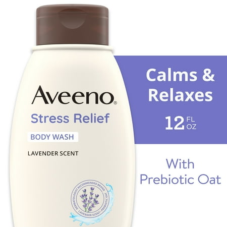 Aveeno Stress Relief Body Wash with Oat, Calming Lavender Scent, 12 fl oz