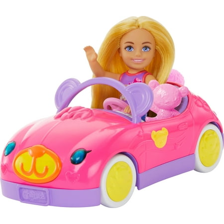 Barbie Chelsea Vehicle Set with Blonde Small Doll, Toy Car & Teddy Bear Accessory