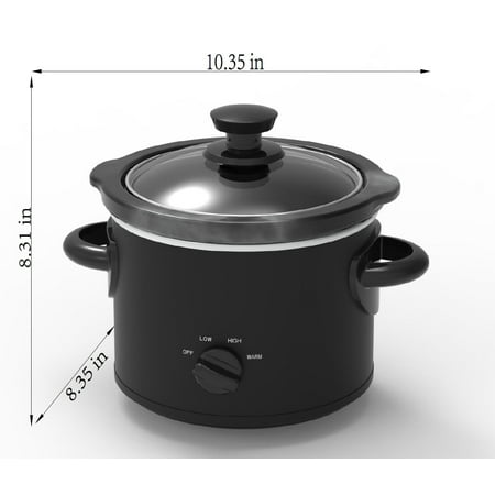 Mainstays 2 QT Slow Cooker, Matte Black Finish, Removeable Stoneware Pot, Model MS54100112165BOther,