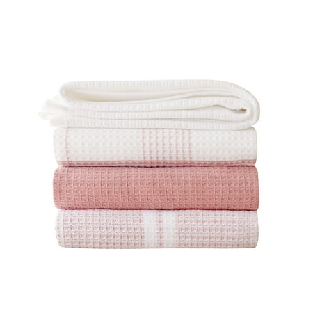 Better Homes & Gardens 4 Piece Waffle Kitchen Towel, Old RosePink,