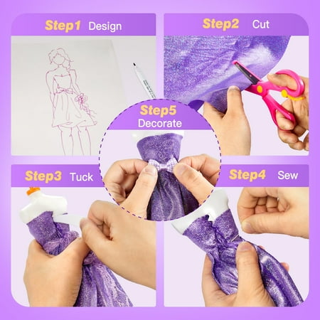 700+ PCS Fashion Designer Kits for Girls, Creativity DIY Arts & Crafts Kit with 4 Mannequins, Sewing Kit Toys Gift for Girls Ages 6-12