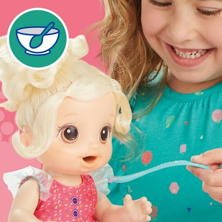 Baby Alive Magical Mixer Baby Doll Strawberry Shake, Blender, Drinks, Wets, Eats, Blonde Hair Toy, Strawberry Shake