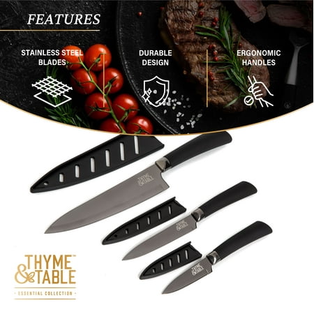 Thyme & Table 3-Piece, Non-Stick Coated High Carbon Stainless Steel Kitchen Knives