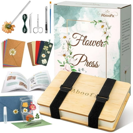 Flower Press Kit, Large Wooden Flower Pressing Kit for Adults Kids, 6 Layers 6.3 x 8.3 Inch Flower Press Leaf Pressing Kit to Making Dried Plants, DIY Flower Preservation Kit Crafts