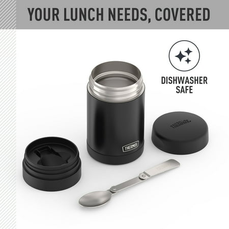 Thermos 16oz Insulated Food Jar with Folding Spoon, Matte Black