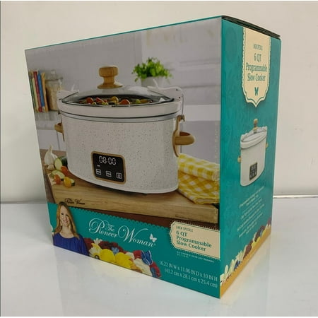 The Pioneer Woman 6 Qt Digital Slow Cooker with Locking Lid, Linen Speckle, Off-White