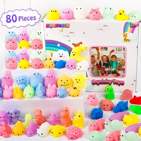 KiddiTouch 80 Pack Mochi Squishy Toy for Easter Egg Fillers, Mini Squishies for Easter Basket Stuffers, Toys for Kids Party Favors, Classroom Prizes