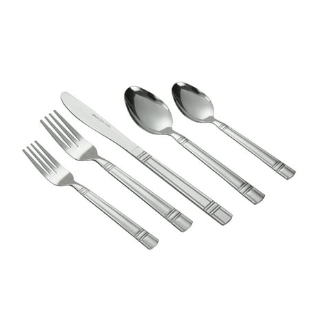 Mainstays 49 Piece Elena Stainless Steel Flatware and Organizer Tray Value Set Silver, Service for 8