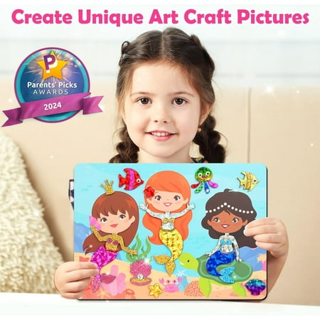 ZMLM Arts & Crafts Kit for Kids: Foil Art Crafts Dresss Up Christmas Gifts for 4 5 6 7 8 9 Year Old Girls - Mess Free Art and Craft Supplies for Kids Stocking Stuffers Christmas Crafts Toys Gifts