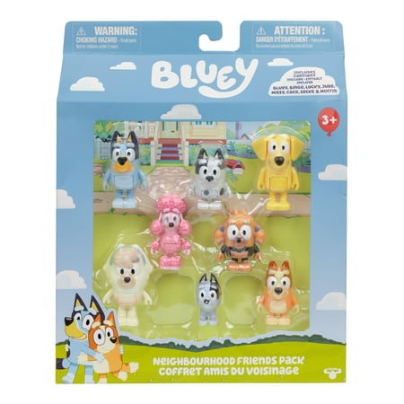 Bluey Neighborhood Friends 8 Pack, 2-2.5 Inch Articulated Figures, Ages 3+