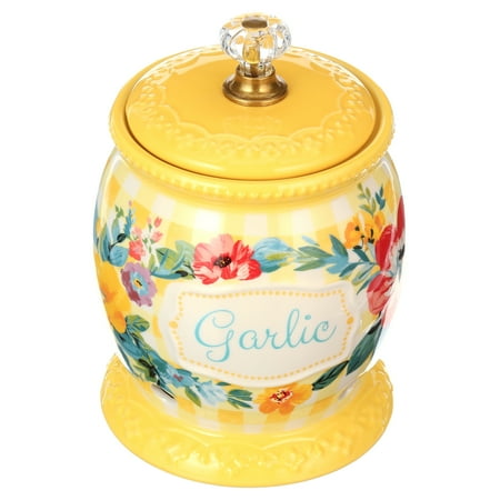 The Pioneer Woman Sweet Romance Ceramic Garlic Keeper with Lid