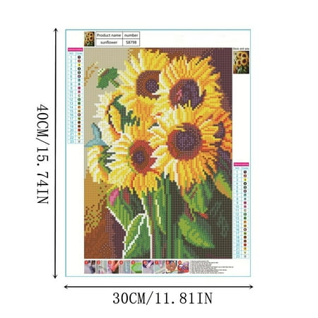 RnemiTe-amo Sunflower 5D Diamond Art Kits Art Kits for Adults,5D Sunflower Flower Diamond Art Kit for Beginners,Flower 5D Diamond Art Kits Dots Kit Rose Painting Arts Crafts Home Decor Gif