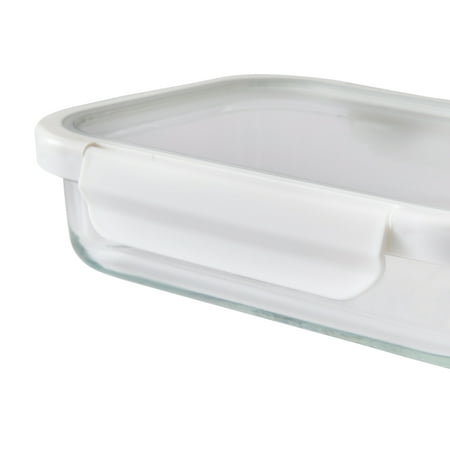 (4 pack) Better Homes & Gardens 2.3Cup Rectangle Glass Food Storage Container with Tritan Lid. Set of 2, 4 Pieces