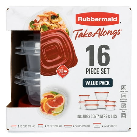 Rubbermaid TakeAlongs Food Storage Containers, 16 Piece Set