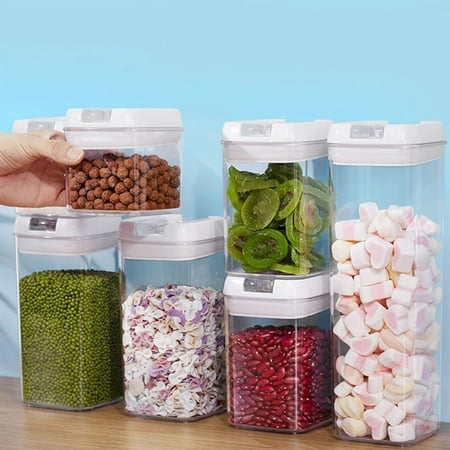 7 Pieces Airtight Food Storage Containers, BPA Free Plastic Cereal Containers with Easy Lock Lids, for Kitchen Pantry Organization and Storage, with 10 Labels and 1 Marker Pen