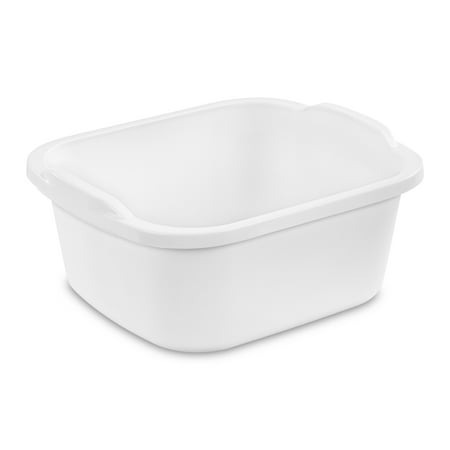 (4 pack) Sterilite 12 Qt. Dishpan, Multi-Purpose Plastic Wash Tub, Kitchen, Sink, White