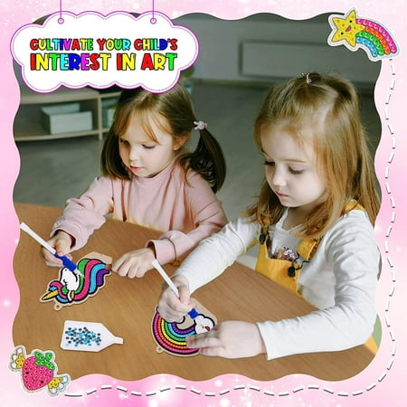 SUNNYPIG Unicorns Gifts for Girls 4 5 6 7 8 9 10 Year Old Girl Birthday Gift: Arts and Crafts for Kids 4-6 Painting Sticker Kits Girls Toys Age 6-8 Gem Toy for 5 6 7 8 9 Year Old Girls Room Decor
