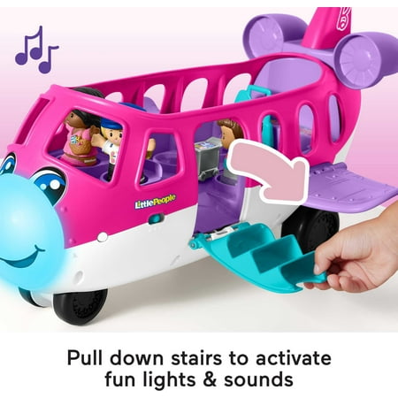 Little People Barbie Toy Airplane with Lights Music and 3 Figures, Little Dream Plane, Toddler Toys