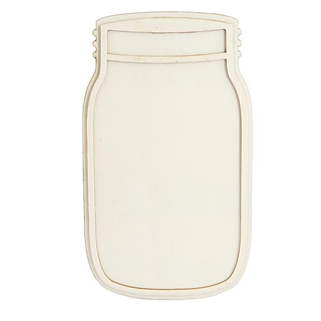 Plaid Unpainted Surface, Wood Mason Jar, 1 Piece, 10"