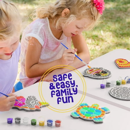 Stepping Stone Painting Kit for Kids - Paint 5 Garden Stones - Arts and Crafts for Boys & Girls Ages 6-12 - Birthday Craft Gift Ideas