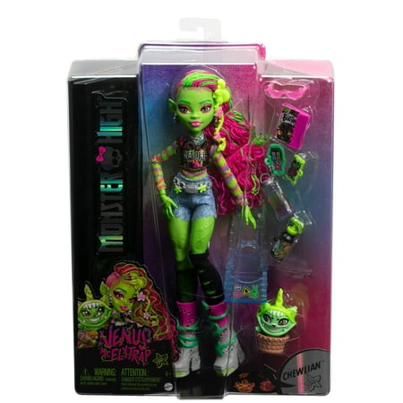 Monster High Venus McFlytrap Fashion Doll with Pet Plant Monster Chewlian & Accessories, Collectible