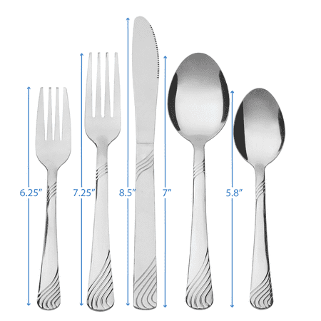 Mainstays Swirl 49 Piece Stainless Steel Flatware and Organizer Tray Set, Silver, Service for 8 3.29 lb