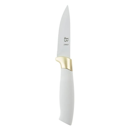 Beautiful 3-Piece Soft Grip Stainless Steel Chef Knife Set White and Gold by Drew Barrymore