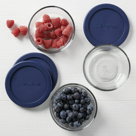 Anchor Hocking Glass Food Storage Containers with Lids, 2 Cup Round, Set of 3