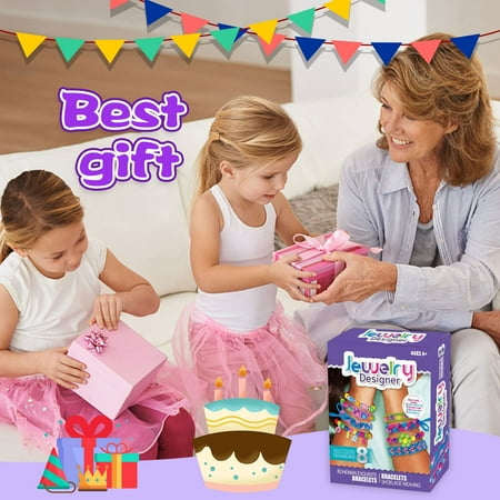 Pearoft Girls Gifts for 5 6 7 8 9 10 Year Old Girls, DIY Bracelet Jewelry Making Kit for Girls Craft Kits for Kids Age 7 8 Girls Toys, Kids' Arts and Crafts Kit for 5-10Year Old Girl Birthday Present