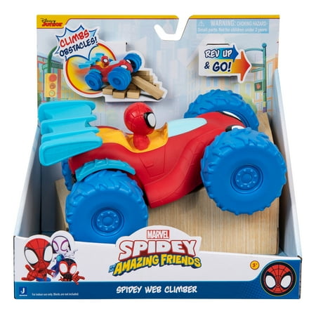Spidey and His Amazing Friends, Rev up Web Climber Play Vehicle, Marvel, Red and Blue, Toddler Toy