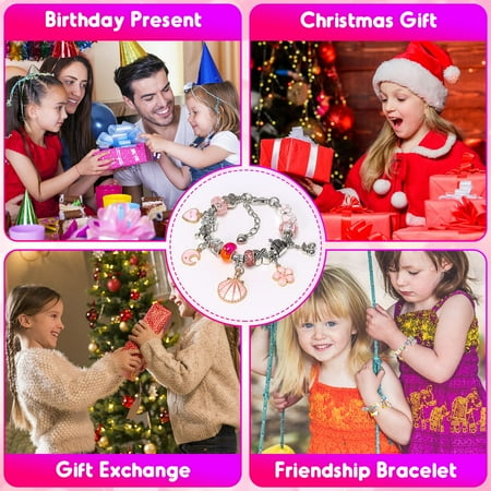Dikence Toys for 4 5 6 Year Old Kids Girl, Jewelry Making Kit Birthday Gifts for Girls Age 7 8 9 Art and Craft DIY Charm Bracelet Kit for 8-12 Year Old Kid Crafts Set Toy Bracelet Present