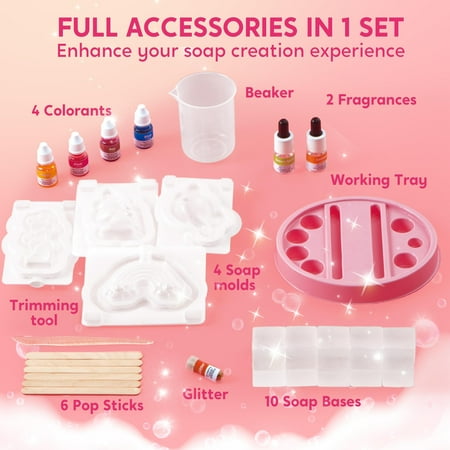 Joyfy Unicorn DIY Soap Making Kit, Includes 4 Molds & 10 Soap Bases for Creative Art Projects