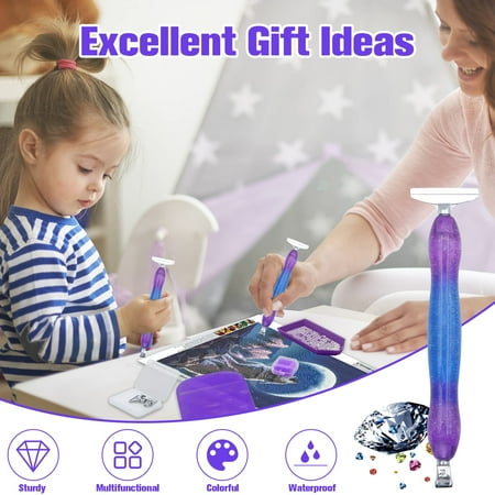 ZYNERY 18 Pcs Diamond Painting Pens Kit, Metal Tips & Resin Drill Pens, Diamond Painting Tools Accessories with Anti-slip Mat, Tray, Clay - Ideal for DIY Craft, Diamond Art Lover & Beginner (Purple)