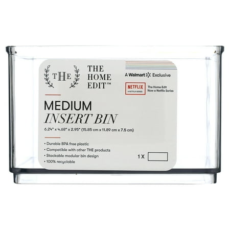 The Home Edit Medium Clear Storage Bin Organizer Insert, 1 Piece, 6.24" x 2.95" x 4.68"