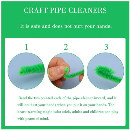 100 Pieces Pipe Cleaners Chenille Stem, Solid Color Pipe Cleaners Set for Pipe Cleaners DIY Arts Crafts Decorations, Chenille Stems Pipe Cleaners (Fruit Green), Green