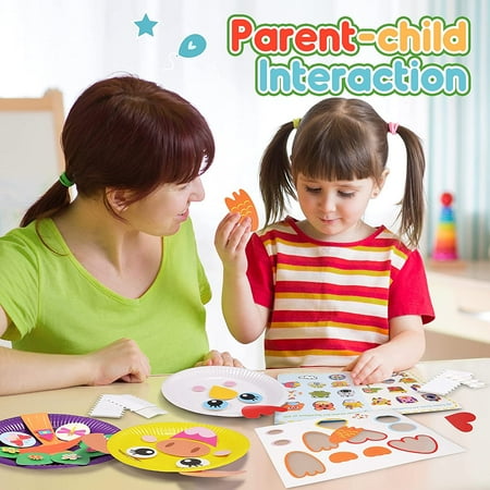 SAYLITA 10Pcs Toddler Crafts Paper Plate Art Kit Arts and Crafts for Kids Boys Girls Preschool Easy Animal Plate Craft DIY Projects Supply Kit Creative Home Activity Craft Party Groups Gift