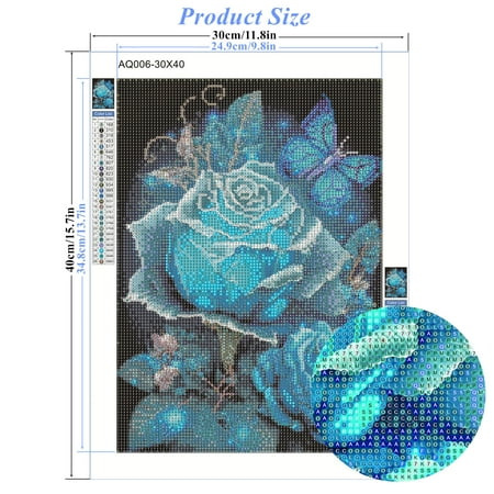 Diamond Art Kits for Adults, Blue Flower Diamond Art Kits, DIY Full Drill Crystal Gem Arts and Crafts, Suitable for Home Leisure and Wall Decoration (11.8x15.7 inch), Blue