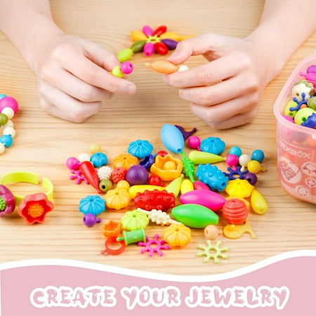 CandWuom 520+ Snap Pop Beads for Toddlers Jewelry Making Kit- Toys for Toddlers Jewelry Making Crafts Gifts for Girls Age 3-5?Red?, Red