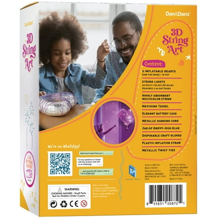 Dan&Darci 3D String Art Kit for Kids - Makes a Light-Up Heart Lantern - 20 Multi-Colored LED Bulbs - Kids Gifts - Crafts for Girls and Boys Ages 8-12 - DIY Arts & Craft Kits