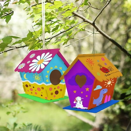 4 Pcs Bird House Kits, Arts and Crafts for Kids Ages 4-8, DIY Birdhouse Crafts for Kids to Build and Paint, Painting for Kids Ages 4-12, Wooden Birdhouse Art, Birthday, Children's Day ,Christmas Gift