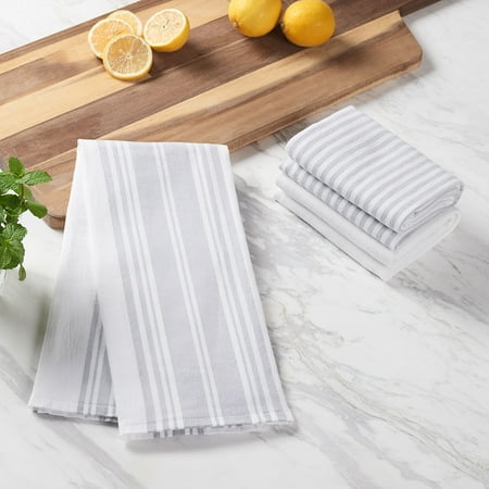 Better Homes & Gardens Soft Silver Cotton Woven Dual-Purpose Oversized Kitchen Towels 3 Pack