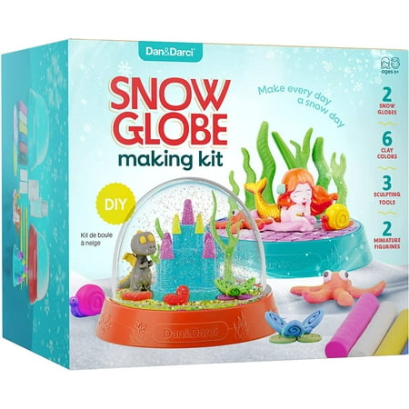Dan&Darci Snow Globe Making Kit for Kids - Make Your Own Water Globes Kits - Kid Christmas Stocking Stuffers Craft Activities for Age 3 4 5 6 7 8 9 - DIY Art Crafts - Gifts Ideas and Toys for Boys