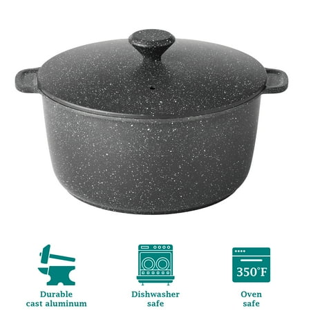 The Pioneer Woman Prairie Signature 5qt Nonstick Cast Aluminum Dutch Oven, Charcoal Speckle