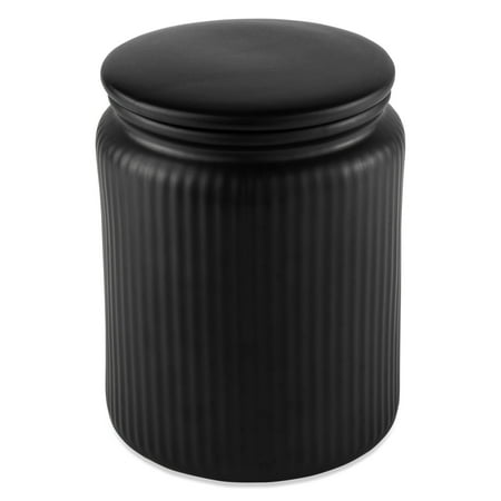 Thyme & Table Large (1.9 L) Ceramic Ribbed Kitchen Organization Jar, Black
