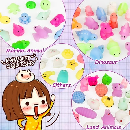 KiddiTouch 80 Pack Mochi Squishy Toy for Easter Egg Fillers, Mini Squishies for Easter Basket Stuffers, Toys for Kids Party Favors, Classroom Prizes