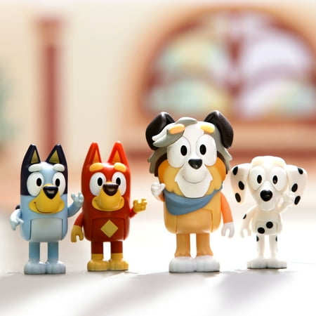 Bluey School Figure 4-Pack, with Calypso, Bluey, Chloe, Rusty Ages 3+, Toddler Toy