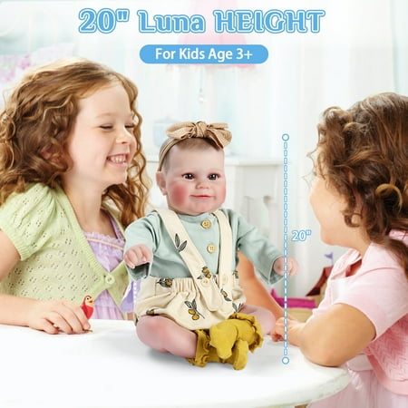 Ktaxon Reborn Baby Dolls, 20 Inch Realistic Newborn Eyes Open Doll Lifelike Weighted Soft Body with Accessory Set for Kids 3+